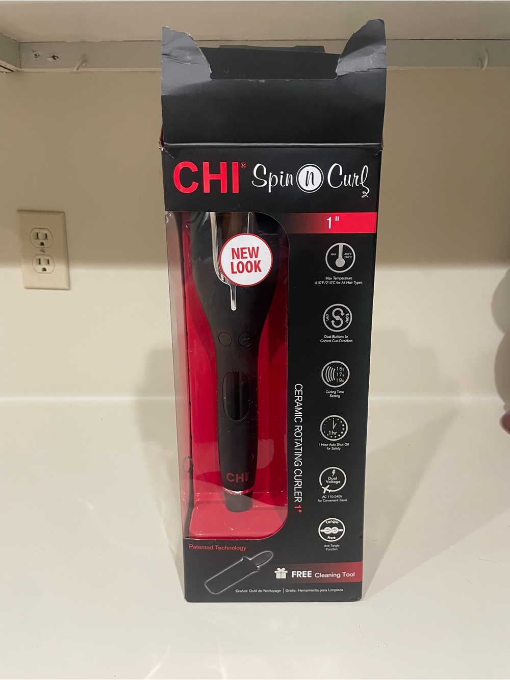 Spin N Curl 1" Ceramic Rotating Curler - Black